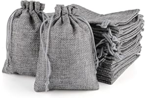 MAOOY 25 Stück Jutesäckchen 13x18 cm Jute Säckchen mit Kordelzug Klein Jutesack Jutebeutel Adventskalender Beutel für Schmuck Aufbewahrung Hochzeit Party Weihnachten DIY Ggeschenk（Grau）