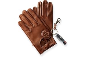 LUPSTY Guantes clásicos de conducir para hombre, piel de cordero auténtica y suave, color marrón oscuro y claro Marrón canela 90