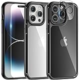 TAURI 5 in 1 Compatibile con Cover iPhone 14 Pro, con 2 Pellicole in Vetro Temperato + 2 Pellicole per Fotocamera [Protezione