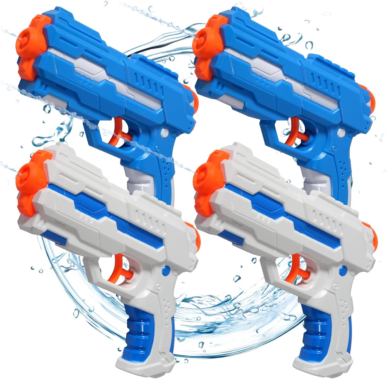 MOZOOSON 4 pistolas de agua de 180 ml para niños, pistolas de agua con alcance de hasta 6 m, pistola de pulverización de agua para niñas, fiestas de verano al aire libre, playa, piscina