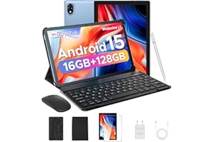 DOOGEE U10 (2025) Tablet z systemem Android 15, 10-calowy tablet 16GB RAM+128GB ROM (2TB TF), tablet dotykowy GMS, WiFi 6, Widevine L1, 5060mAh, BT 5.0, 2 w 1 Tablet z klawiaturą Mysz- Niebieski