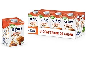 ALPRO SENZA ZUCCHERI, Bevanda alla MANDORLA, Alternativa Vegetale al Latte, Naturalmente Senza Lattosio, con Vitamine B2, B12, D2, E - 8 confezioni x 500 ml