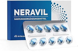 VIAVIA NUTRITION NERAVIL 10x Blaue hochdosierte Tabletten für Männer - mit natürlichen Wirkstoffen - Schnelle und langanhaltende Wirkung - Extra Stark mit Ginseng, Guarana und Ashwagandha