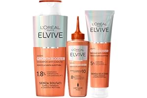 L'OREAL PARIS L'Oréal Paris Elvive Anti-Hair Loss Damaged Hair Kit Elseve Growth Booster with Shampoo 200ml + Conditioner 150ml + Serum 102ml Formula with Aminexil-R Niacinamide and Ginger Root Extract - Set of 3