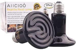 AIICIOO Terrarium Wärmelampe Keramik Reptilien Wärmelampe Tiere für Echsen/Bartagamen/Hühner/Schlangen Kein Licht zum Schutz der Augen der Tiere E27,230V 150W (2er Pack, schwarz)