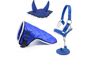 HOBBY HORSE LAND Set di accessori blu per Hobby Horse e cavallo stick: cavezza muta con cordino + coperta + berretto anti-mosche