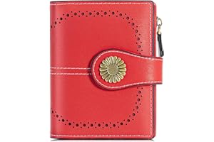 UNOSEKS Portafoglio da donna piccolo con protezione RFID, in vera pelle, con tripla portafogli da donna, Colore: rosso, M-03, Classico