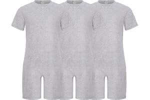 FEESHOW 3 Pack Special Needs Adaptive Clothing For Children Boys Short Sleeve Anti-strip Romper Zip Back Bodysuit