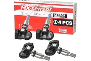 Autel MX-Sensor Doble Frecuencia, Sensores TPMS de Nivel OE para 98% Autos, Funciona con TS408S TS501Pro TS508WF TS601 TPMS Herramienta, Sensor de Neumáticos 100% Programable (Válvula de Metal, 4PCS)
