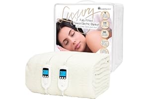 Homefront Electric Blanket King Size Bed Dual Control 152x203x40cm, Fleece Fitted Heated Mattress Cover Underblanket with Skirt, Overheat Protection, Body and Feet, Fast Heat, Machine Washable