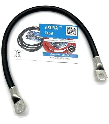 Câble De Batterie EXODA 50 Mm², 75 Cm - Cosses œillets M8, Cuivre Haute Qualité, Pour Voiture, Moto, Solaire, Bateau