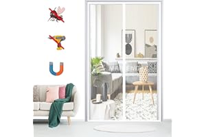 MAIFENGL Mosquitera Puerta Magnetica, Cortina Mosquitera Magnética de Malla Anti-insectos Fácil de Ensamblar, para Puertas de Salón Balcón-White-A|| 135x225cm(53x88inch)