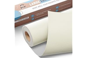 OAZ Cuero Adhesivo para Tapizar, Parches de Reparación Autoadhesivos 40 x 160 cm, Kit de Reparación de Cuero para Muebles, Tumbonas, Botas, Sillas de Oficina, Sofás, Bolsos Blandos - Marfil blanco