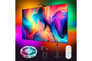PSTAR Podświetlenie telewizora LED z kamerą, Aplikacja sterowania z kamerą HD 1080P Wielokolorowa synchronizacja z muzyką, Inteligentne oświetlenie telewizora RGB do telewizora 75–85 cali, długość 5m