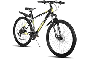 ‎HH HILAND Hiland 26/27,5/29 Zoll Mountainbike Mountain Bike Shimano 21 Gang Fahrrad mit Rahmenpaket Schutzblech Federgabel Scheibenbremsen MTB für Herren Damen Jungen Mädchen Schwarz/Grün/Grau