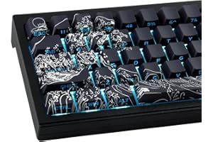 ‎HYEKIC PBT Keycaps 131 Keys Side Printed-Shine Through Dye-Sublimation Keycap Japanese Ukiyo-e Keycaps for Cherry Gateron MX Switches Mechanical Keyboards