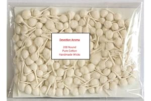 CLOUDBAZAAR 247 Devotion Aroma Round Pure Cotton Wicks - Every day use, Religous Ceremonies or Oil/Wax Candles, Pooja Jyot Bati, Akhand Oil Lamp Diya Batti Divet, Diwali Navratri Puja Home Lighting -200 Pcs