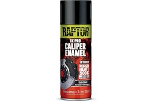 U-POL RAPTOR Caliper Enamel | Bremssattellack | 1K Spraydose | Hitzebeständig bis 500°C | Schutz vor Hitze, Bremsstaub, Autoflüssigkeiten & Korrosion (Satin Schwarz/Satin Black - 360ml)