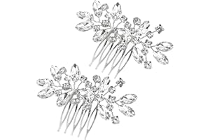 Bridal Hair Accessories - ShiningUU 2 PCS Silver Diamante Hair Comb Slides for Women, Wedding Hair Accessories for Women, Bridesmaid Prom Hair Clips with Rhinestone, Elegant Sparkle Hair Pieces