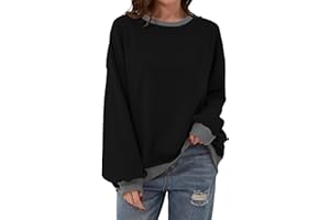 Chicrise Sweatshirt Damen Oversized Gestreifter Farbblock Langarmshirt Gestrickt Rundausschnitt Oberteile locker