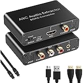 UNSTINCER HDMI ARC Audio Extractor +192KHz DAC Converter, Hdmi/Digital Spdif Optical Toslink Coaxial to Analog RCA 3.5mm Jack
