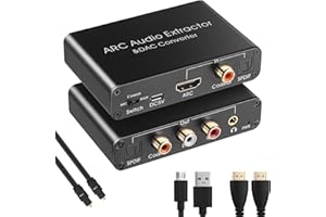 UNSTINCER HDMI ARC Audio Extractor +192KHz DAC Converter, Hdmi/Digital Spdif Optical Toslink Coaxial to Analog RCA 3.5mm Jack Coaxial Spdif, Return Channel Audio Adapter for TV Amplifie Soudbar