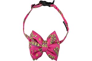 All For Fur Dog Bow Tie Adjustable Collar Strap With D-Ring Luxury Pet Accessories Lightweight & Comfortable Bowtie Bow For Large Dogs Good Vibes,Polycotton,15X15 Cm,Good Vibes-Pink