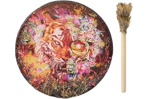 PENLIMLY Shaman Drum, 25 cm Handmade Shamanic Drum with Drumstick, Spiritual Music Drum, Adult Hand Drum, Frame Drum for Relaxation, Meditation, Home Decoration, Gift