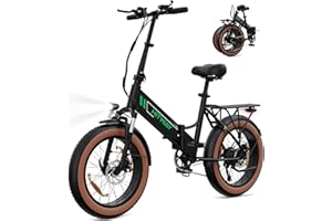 HITWAY Bicicleta Eléctrica 20 * 4,0" Fat Tire Ebike Bici Eléctrica Plegable, Bicicleta de Montaña Urbana, Batería 48V 10.4AH, 7 Marchas, Máx. 25KM/H, Alcance 35-90KM, Motor 250W para Adultos