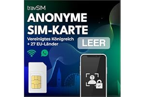 travSIM Anonymt SIM-kort | Redan aktivt | Kan användas i Storbritannien och 30+ EU-länder | 100% förbetalt