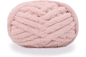ZITUOP Chunky Knit Chenille Yarn for Hand Knitting Blankets, Super Soft Big Jumbo Blanket Yarn (Light Pink)
