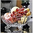 SIDSONS Large Clear Glass Fruit Bowl- Creative Footed Modern Deep Dish Pudding Trifle Dessert Serving Bowl Dish- Fruit Salad Decorative Bowl 23cm 11cm Height
