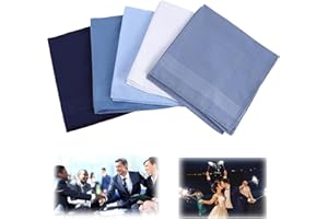 ZHIBEISAI 15 Pieces Soft Handkerchiefs for Men Cotton, Mens Handkerchiefs Cotton Large, White Pocket Square, Classic Hankie for Women, Grooms, Weddings, Prom, Celebration, Party, Blue, Navy Blue, 40x40cm