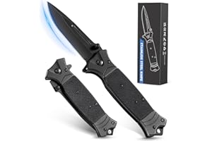 Rolgno Couteau Pliant avec Attache Poche, EDC Couteau de Chasse Tranchant en Acier Inoxydable 3Cr13 avec Liner-Lock, Couteau de Survie pour Camping en Plein Air, Cadeau Homme