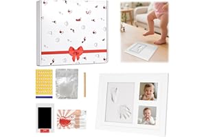 Corpower Cornice Impronta Mani e Piedi Neonati Argilla, Cornice per Bambini, Set Impronte Mani e Piedi Neonato di Qualità, Kit Impronta Neonato Ideale per Regalo Originale e Regalo per il Battesimo