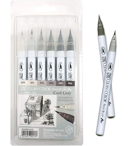 Kuretake Zig Kurecolor Kit Base Manga - 13 Pennarelli Alcool Doppia Punta + Penna MANGAKA + Album - Fatto In Giappone