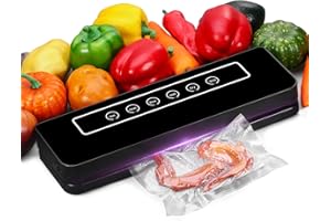 AXNSATRE Food Vacuum Sealer Machine for Freezing Food - Automatic Heat Sealing Machine with 30Pcs Vac Pack Bags 20x30cm, 5 Modes for Food Storage, Wet Dry Vacuum, Black