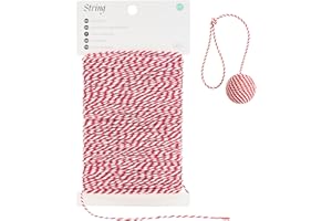 G2PLUS 50M Ficelle Coton Noël: Ficelle Rouge et Blanche 2MM Fil Deco Noel pour l'emballage de Cadeaux de Noël et Bricolage Artisanat
