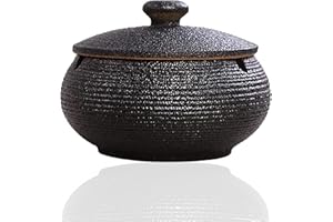 BAYINBROOK Posacenere da Esterno da Tavolo Antivento, Posacenere Chiuso in Ceramica con Coperchi, Porta Cenere Sigarette per Esterno Interno Casa Ufficio Balcone