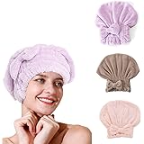 YQBFTC Asciugamani per Capelli a Turbante, 3 PCS Donne Bows Asciugamano in Microfibra Rapida Super Assorbente Asciugatura Cap