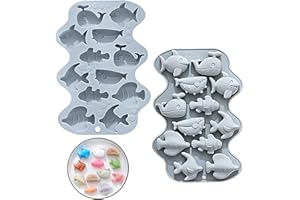 Fyfjur Moule Chocolat Silicone Poisson de Mer, Moules Silicone pour Bonbons, Chocolat, Gelée (Bleu, 20,2 x 13,7 x 2 cm)