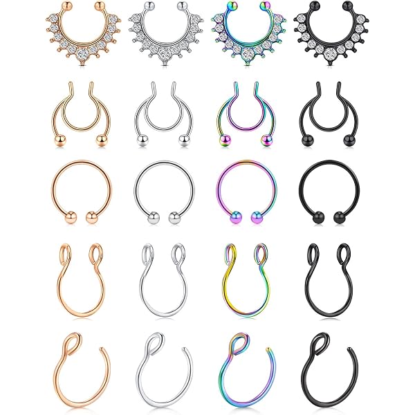 MODRSA Fake Nasenpiercing 20G Nasenring Nippel Ring Piercing Fake