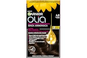 Garnier Olia Hair Dye, Permanent Ammonia Free Colouring, Covers 100% White Hair, with Flower Oils of Natural Origin, Vegan Formula, Dark Brown