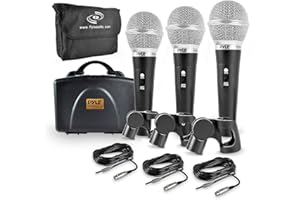 Pyle Profesjonalny dynamiczny zestaw mikrofonów - 3 mikrofony w zestawie - mikrofon wokalny - Kardioidowy jednokierunkowy mikrofon ręczny - złącze XLR (zawiera kable audio XLR) (PDMICKT34)