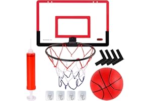 RICKMASK Set Completo Mini Canestro da Basket per Bambini, Mini Canestro da Basket 40x26CM Mini Tabellone,Montaggio Versatile Parete e Porta Mini Canestro Professionale da Basket Kit