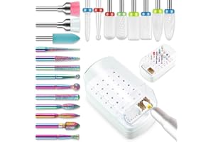 DEPVKO 21 punte da trapano per unghie con custodia, lima per unghie elettrica per cuticole diamantate da e kit di punte per unghie in gel acrilico, punte per rimozione cuticole per manicure pedicure