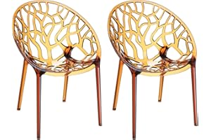 ‎CLP CLP 2er-Set XXL Gartenstuhl-Crystal aus Kunststoff I 2 x Wetterbeständiger Stapelstuhl mit Einer maximalen Belastbarkeit von 160 kg, Farbe:Bernstein