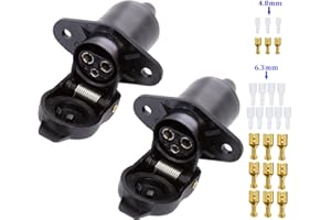 SPARKMOTO 2 Pièces x Prise Remorque 3 Broches Femelle etanche, 12V 24V prise 3 plots pour tracteur machines agricoles,Prise 3 Broches Tracteur Connecteur avec cosses plates et isolations,Norme DIN9680