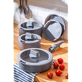 ACAR BioGrey 9 Par&ccedil;a Pişir Sakla Tencere Seti BFT-05945/4-GREY Gri BFT-05945/4-GREY