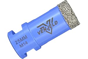 Foret Diamant Carrelage 25mm Scie Cloche avec Filetage M14 Perçage à Sec pour Céramique Porcelaine Carrelage Granit Marbre Pierre VENJELD